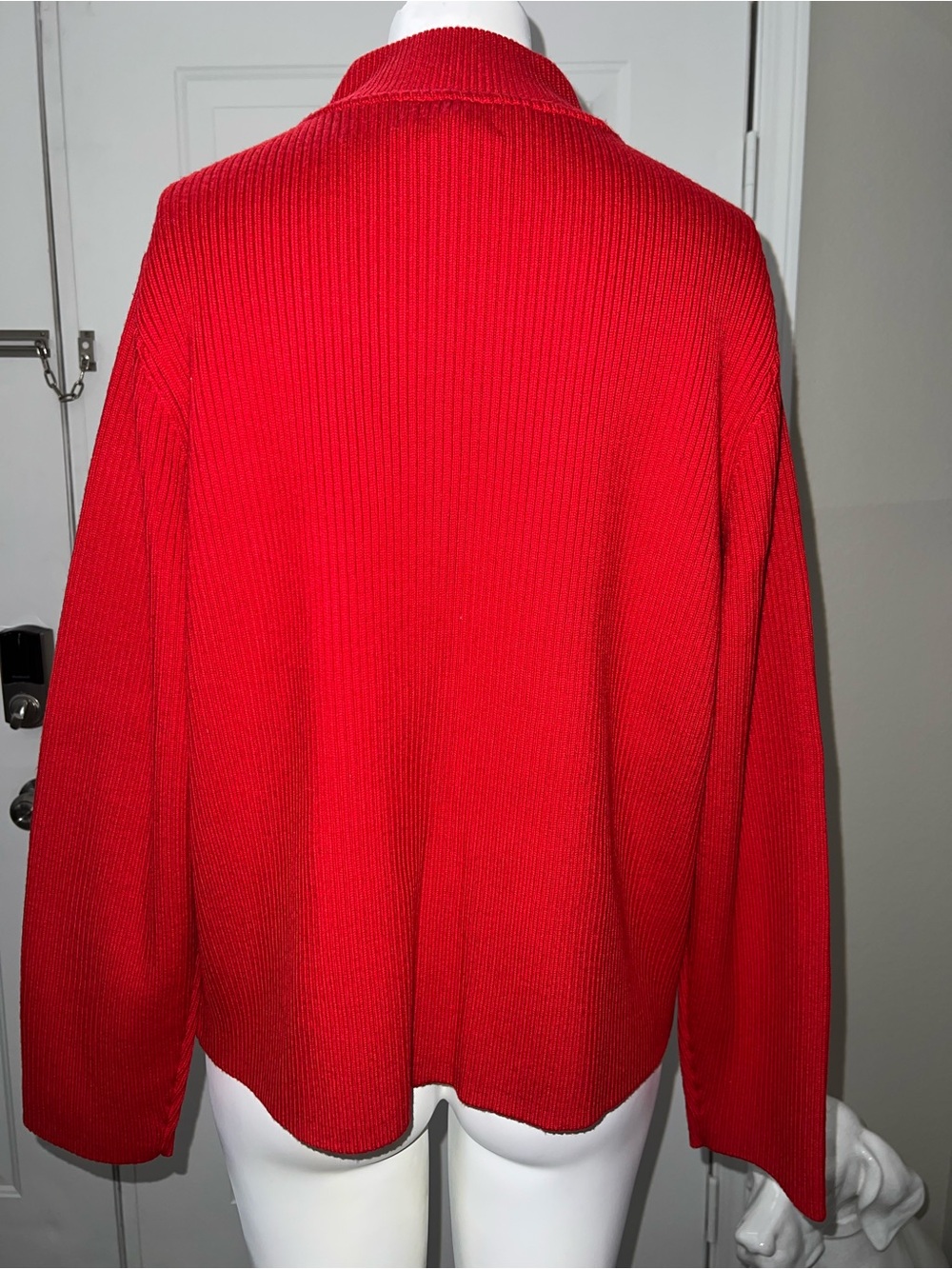 Pendleton Red Genuine Leather Zip-Front Sweater - Picture 3 of 4